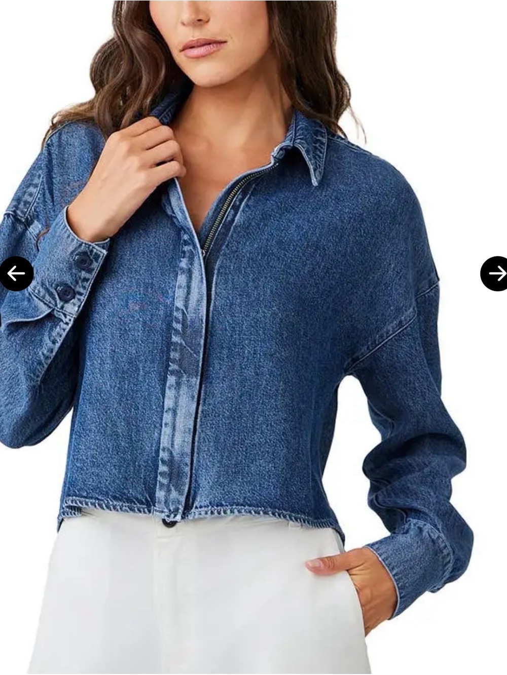 bella dahl Cropped Denim shirt Jacket in Blue Size XS Like New